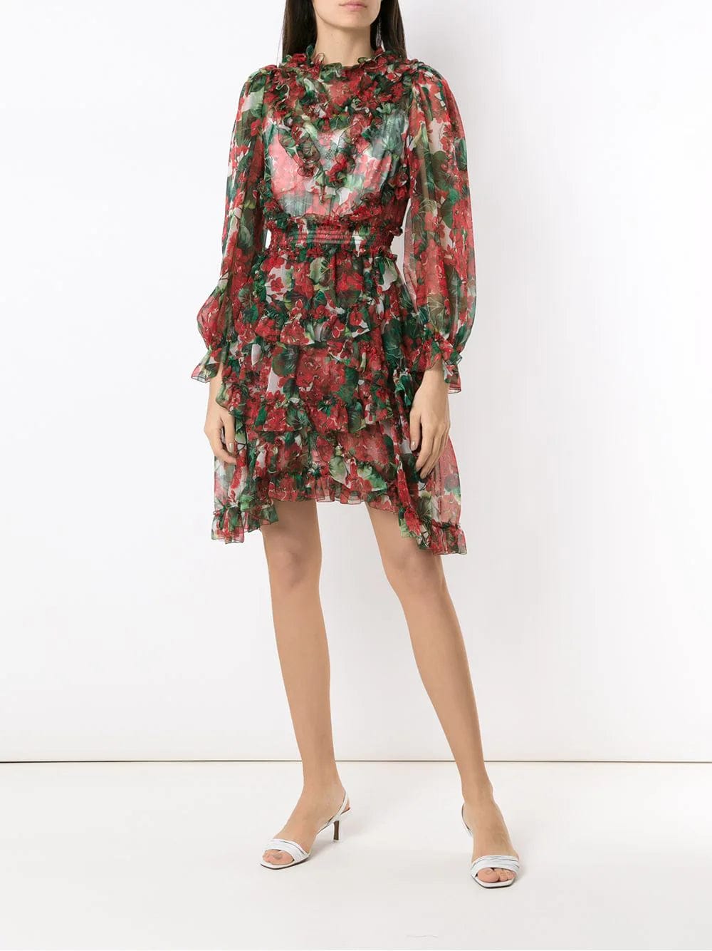 Dolce & Gabbana Hydrangea Ruffled Sheer Dress