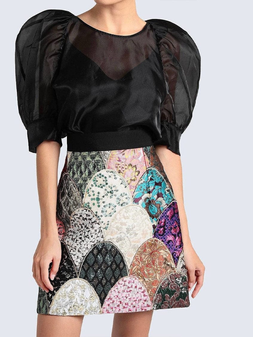 Dolce & Gabbana Jacquard Patchwork A-Line Mini Skirt