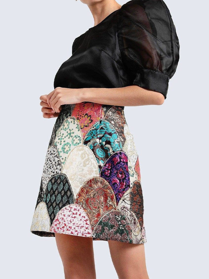 Patchwork A-Line Skirt – QUECY.com