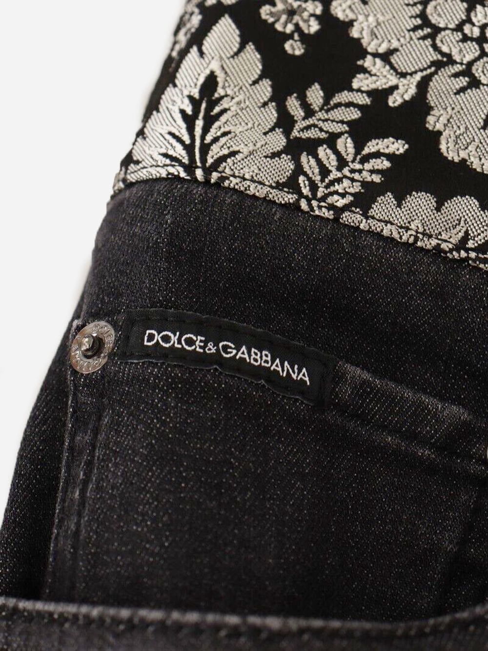 Dolce & Gabbana Jacquard Waist Denim Jeans
