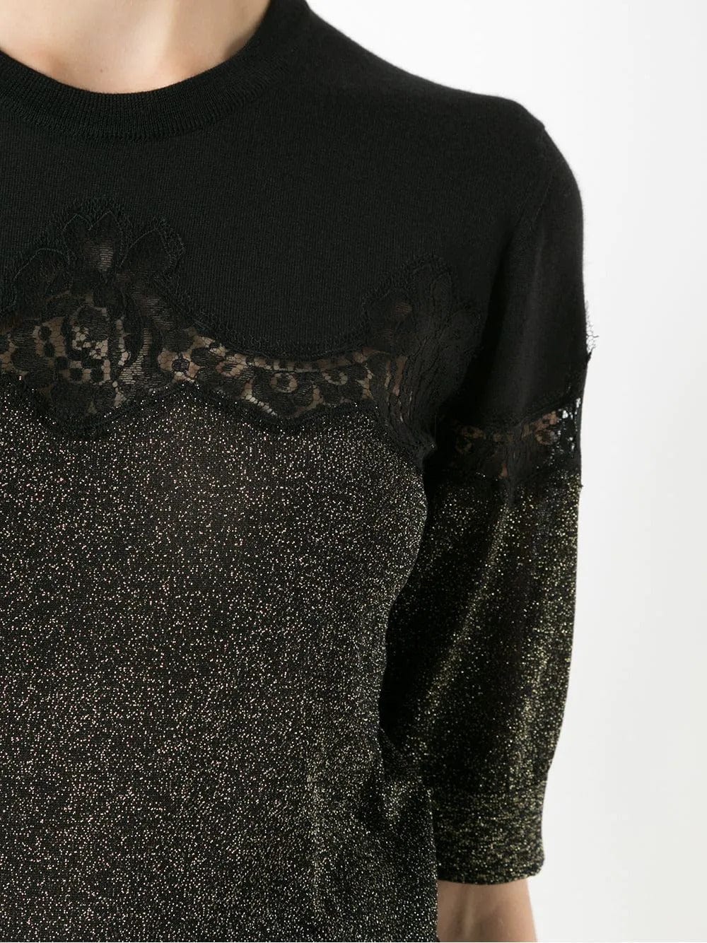 Dolce & Gabbana Lace-Trimmed Knit Sweater