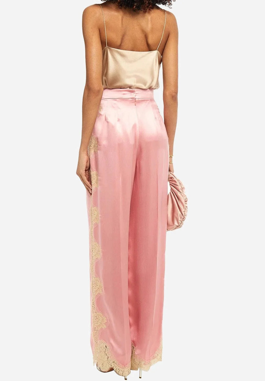 Dolce & Gabbana Lace-Trimmed Silk Trousers