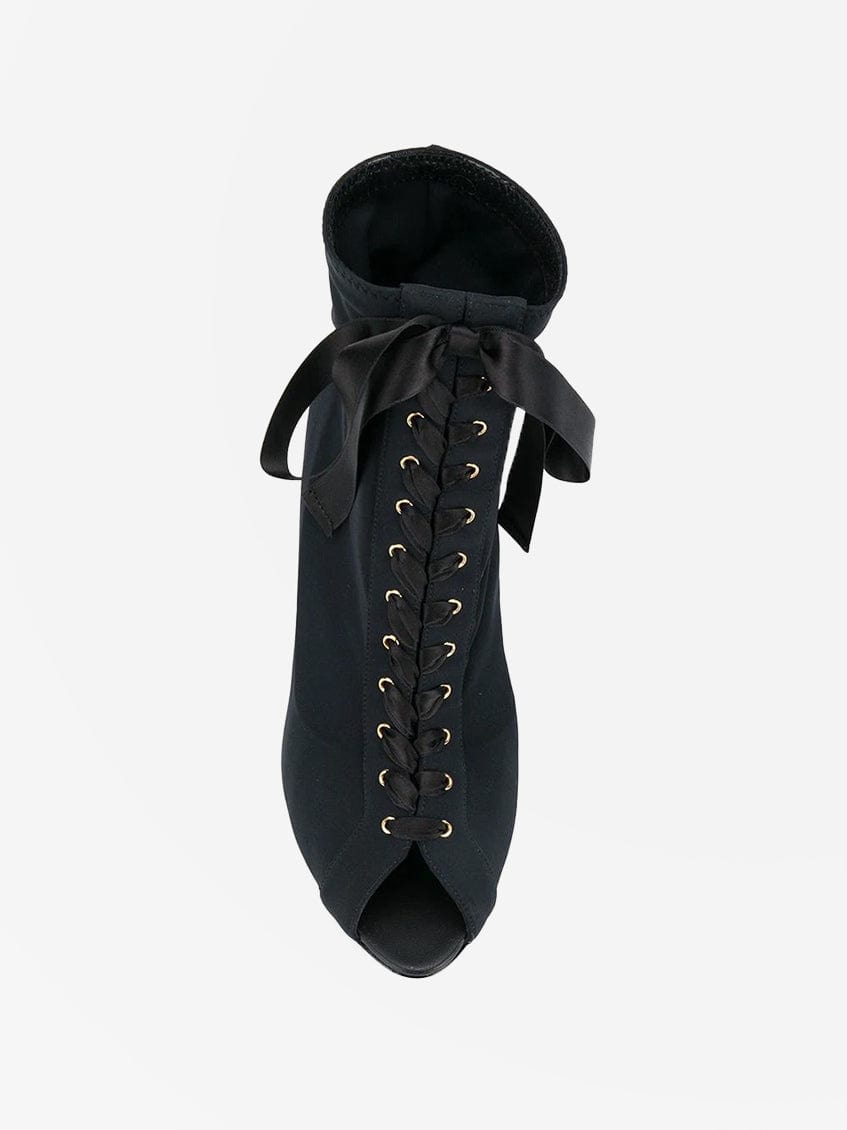 Dolce & Gabbana Lace-Up Peep Toe Boots