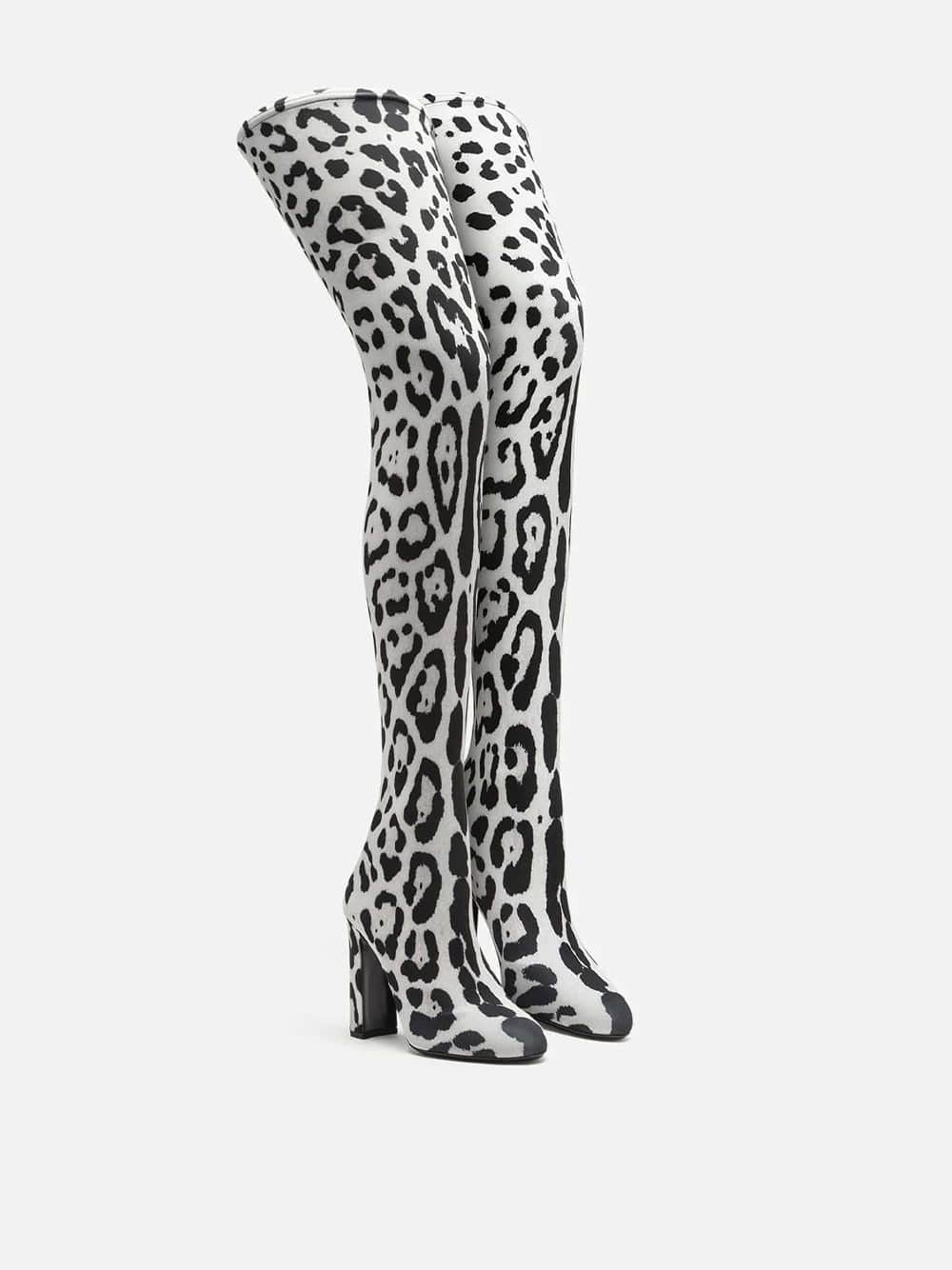 Dolce & Gabbana Leopard Print Jersey Boots