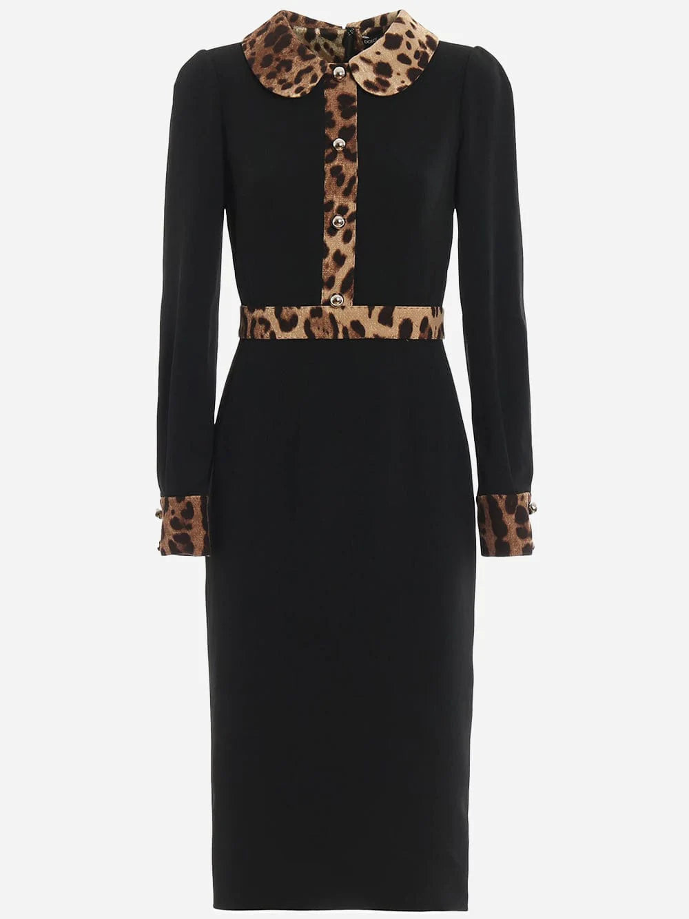 Dolce & Gabbana Leopard-Print Trim Midi Dress