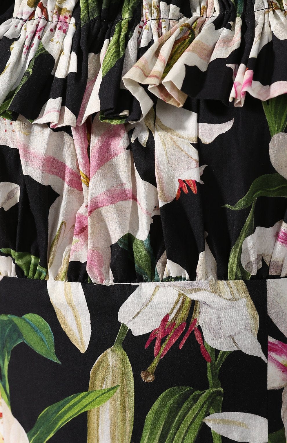 Dolce & Gabbana Lily-Print Poplin Off-The-Shoulder Dress