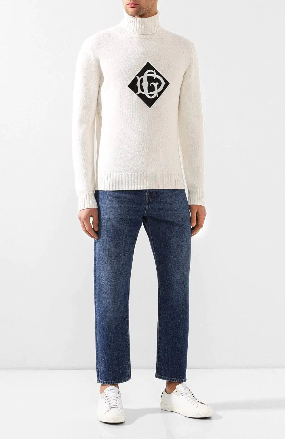 Dolce & Gabbana Logo-Embroidered Turtleneck Sweater