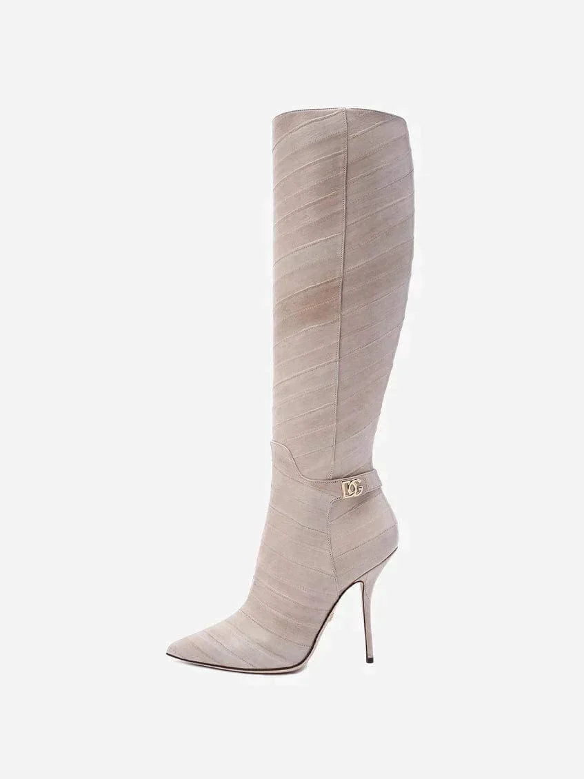 Dolce & Gabbana Logo Plaque Knee Boots