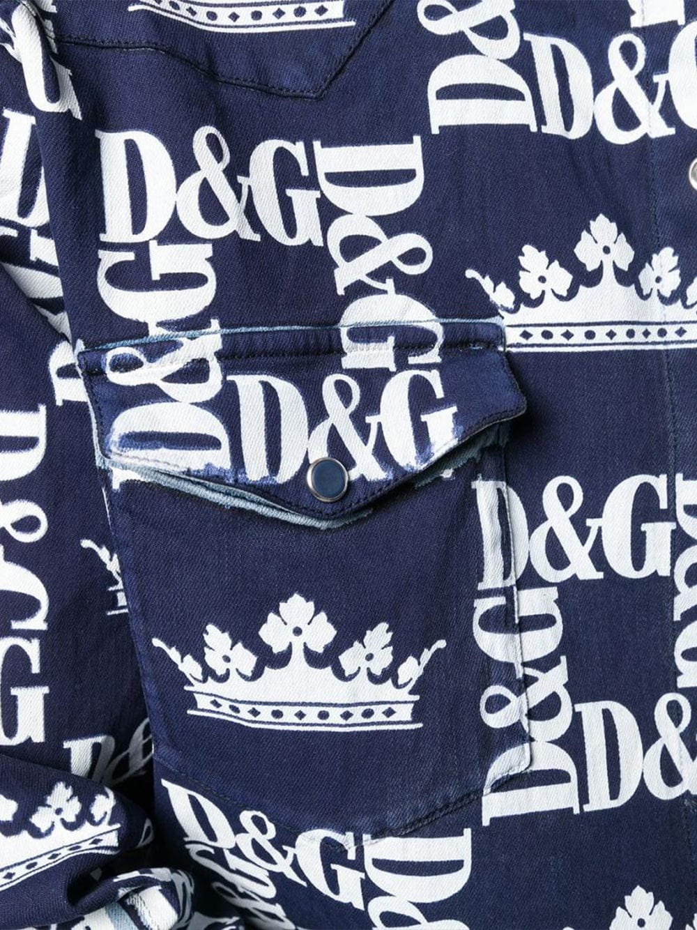 Dolce & Gabbana All-Over Logo Print Denim Shirt