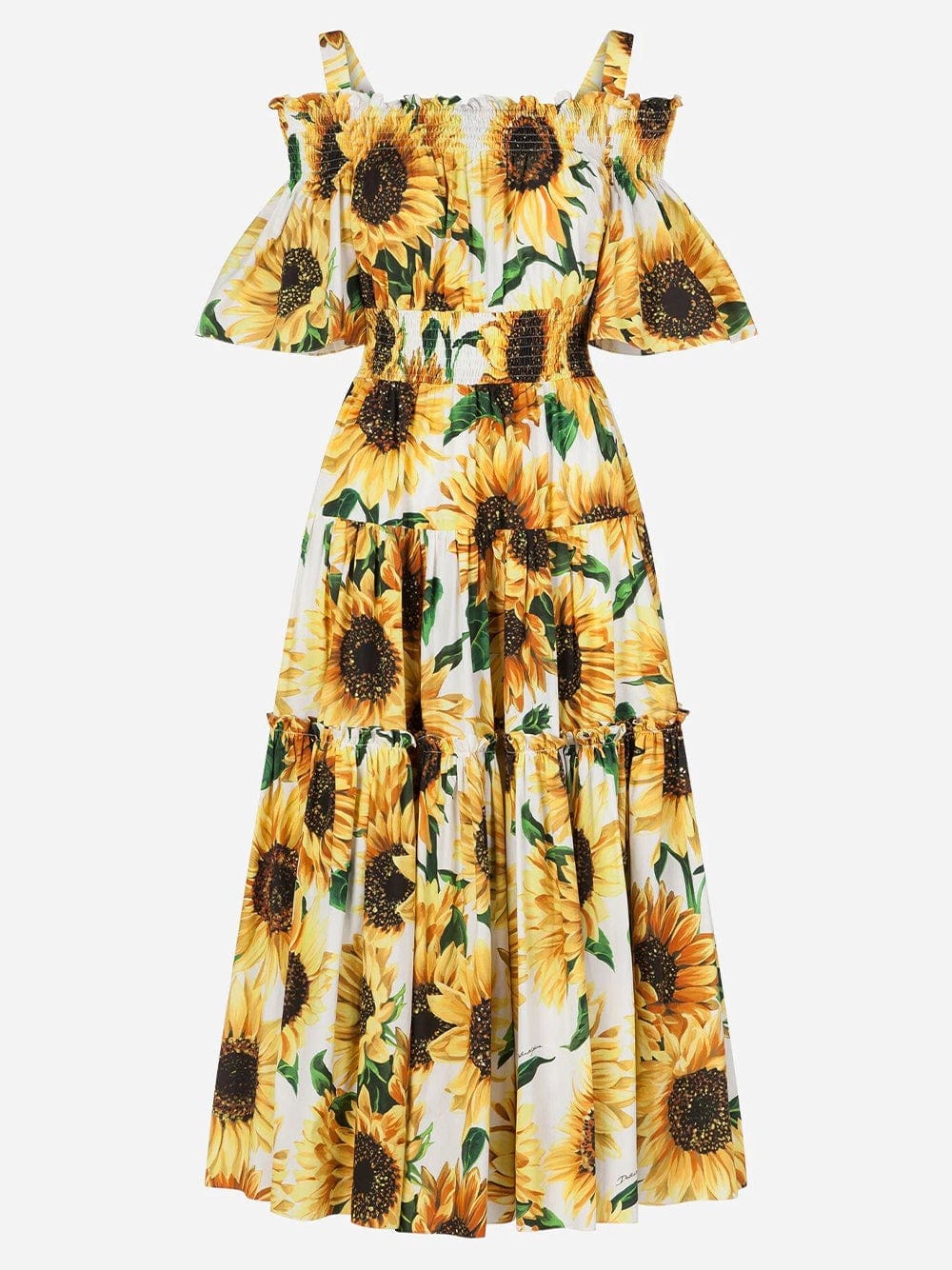 Dolce & Gabbana Long Sunflower-Print Poplin Dress