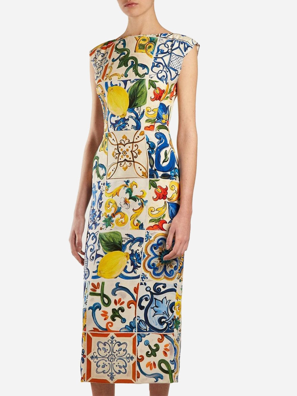 Dolce & Gabbana Majolica Print Fitted Dress