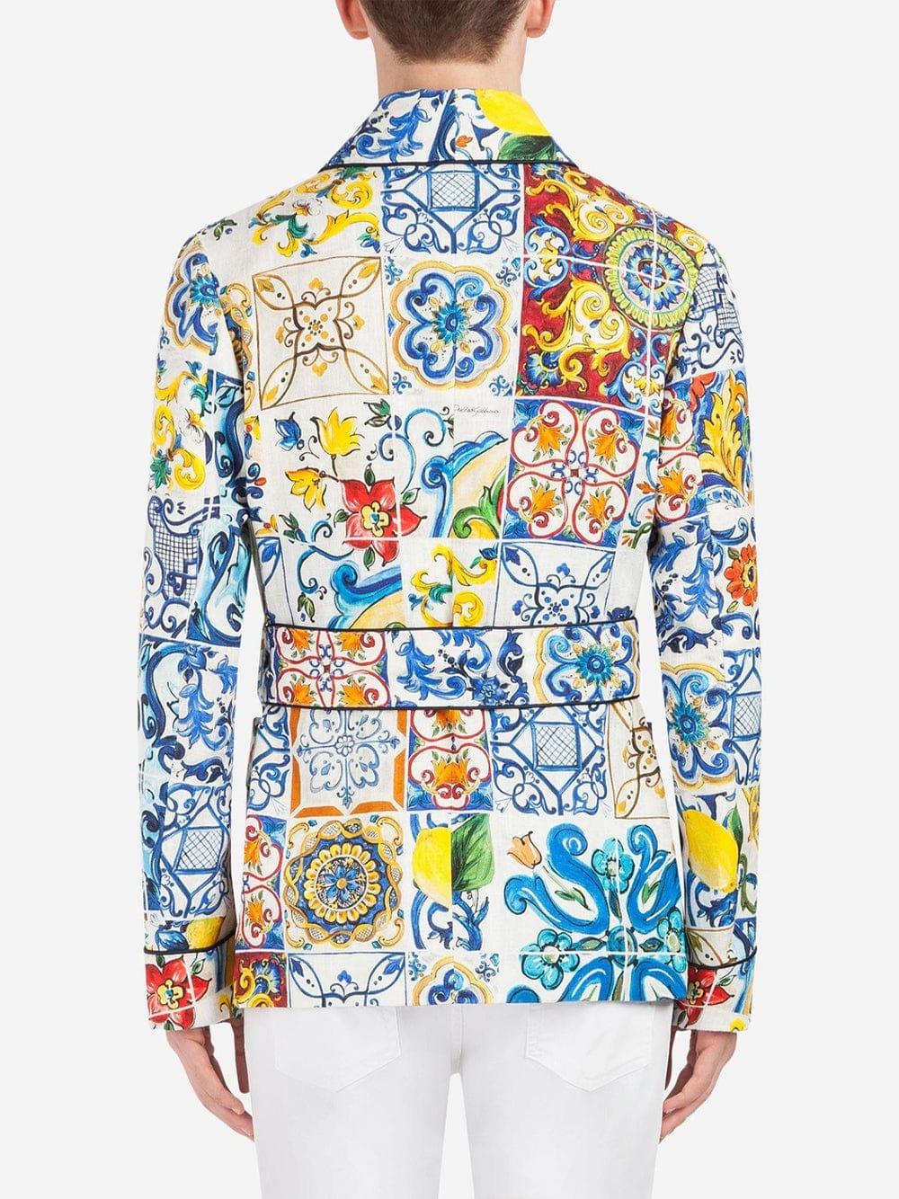 Dolce & Gabbana Majolica-Print Linen Jacket