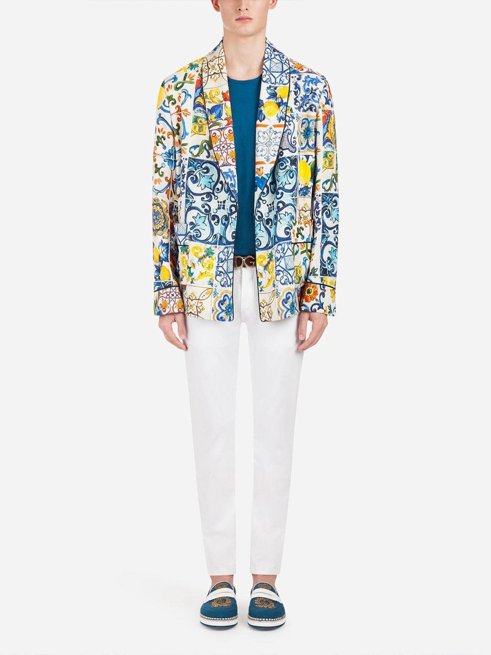 Dolce & Gabbana Majolica-Print Linen Jacket