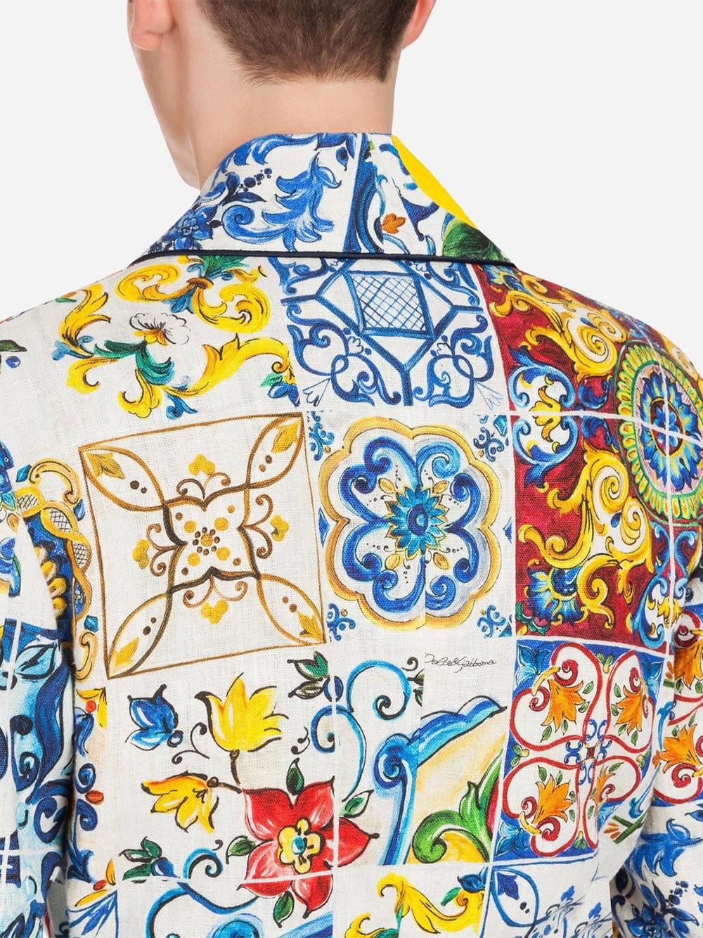 Dolce & Gabbana Majolica-Print Linen Jacket