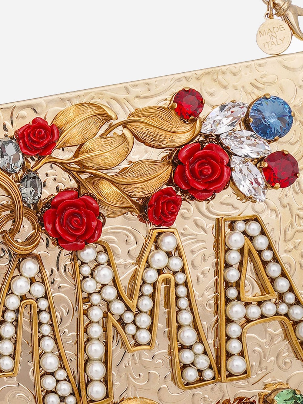 Dolce & Gabbana MAMMA Crystal Rose Embellished Clutch Bag