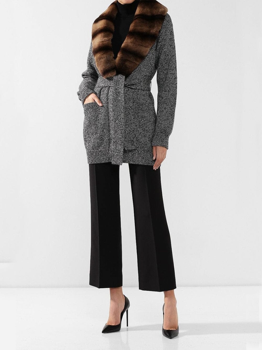 Dolce & Gabbana Maxi Cardigan With Fur