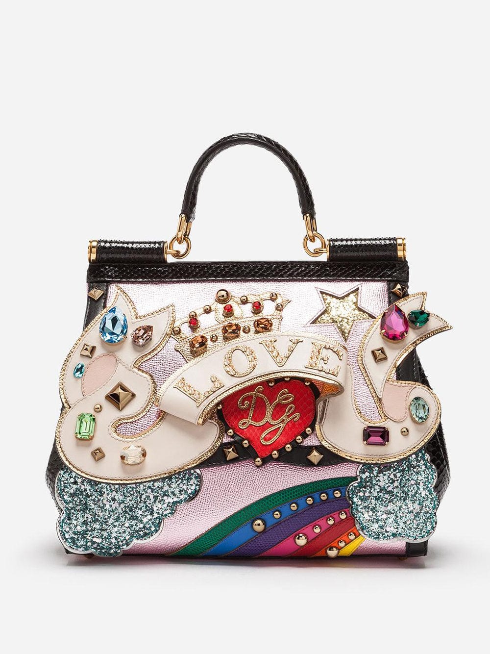 Sicily Medium Embellished Shoulder Bag in Multicoloured - Dolce Gabbana