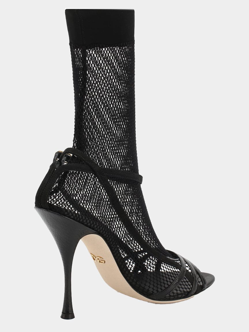 Dolce & Gabbana Mesh Leather Ankle Boots