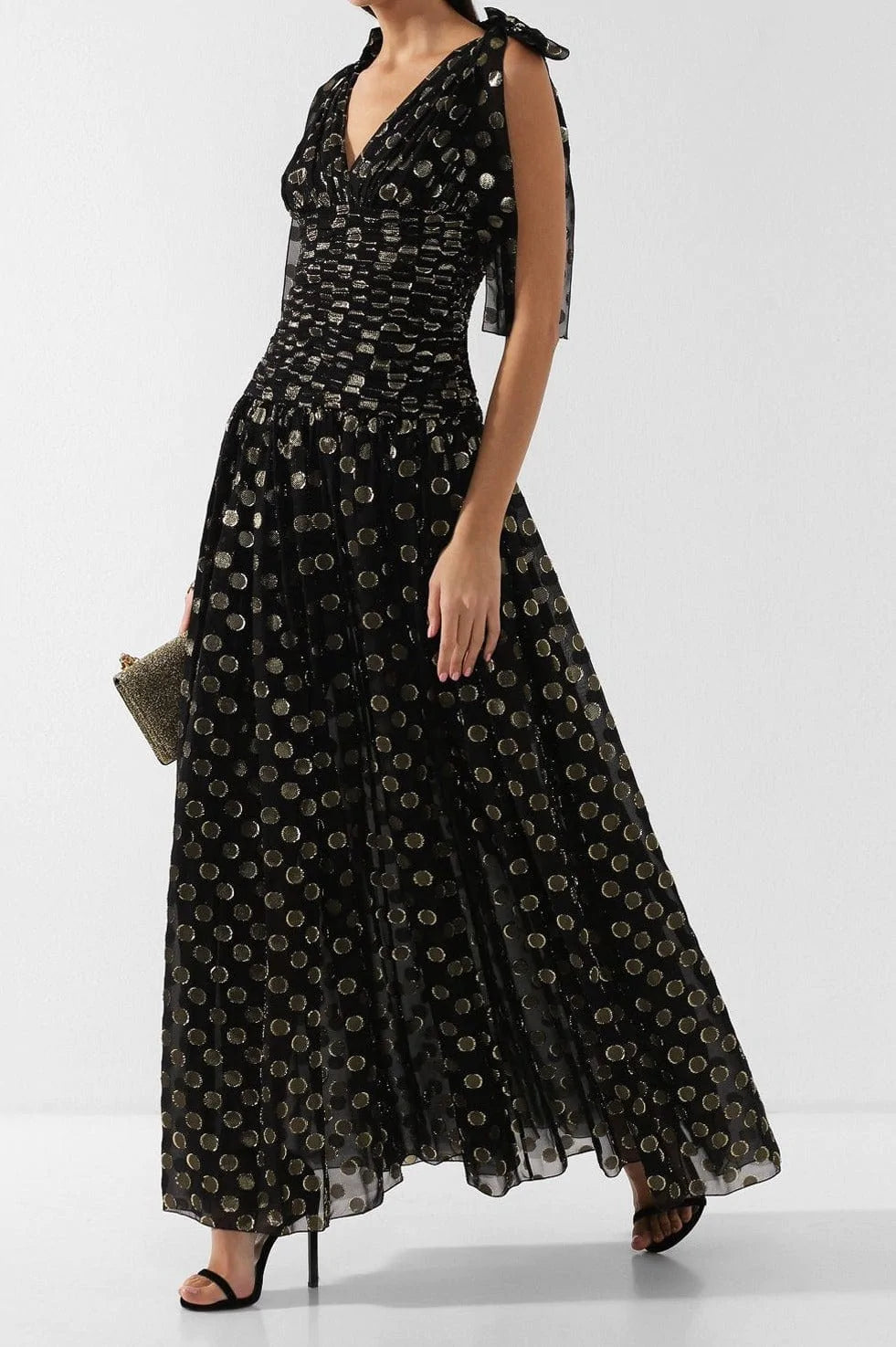 Dolce & Gabbana Metallic Polka-Dot Print Maxi Dress