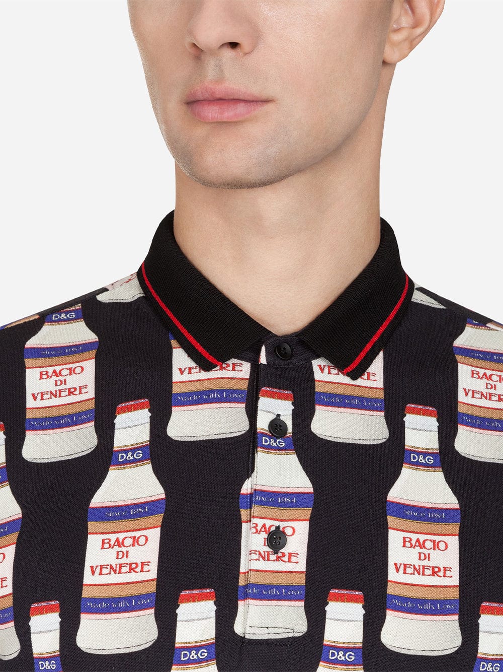 Dolce & Gabbana Milk Bottle Print Polo Shirt