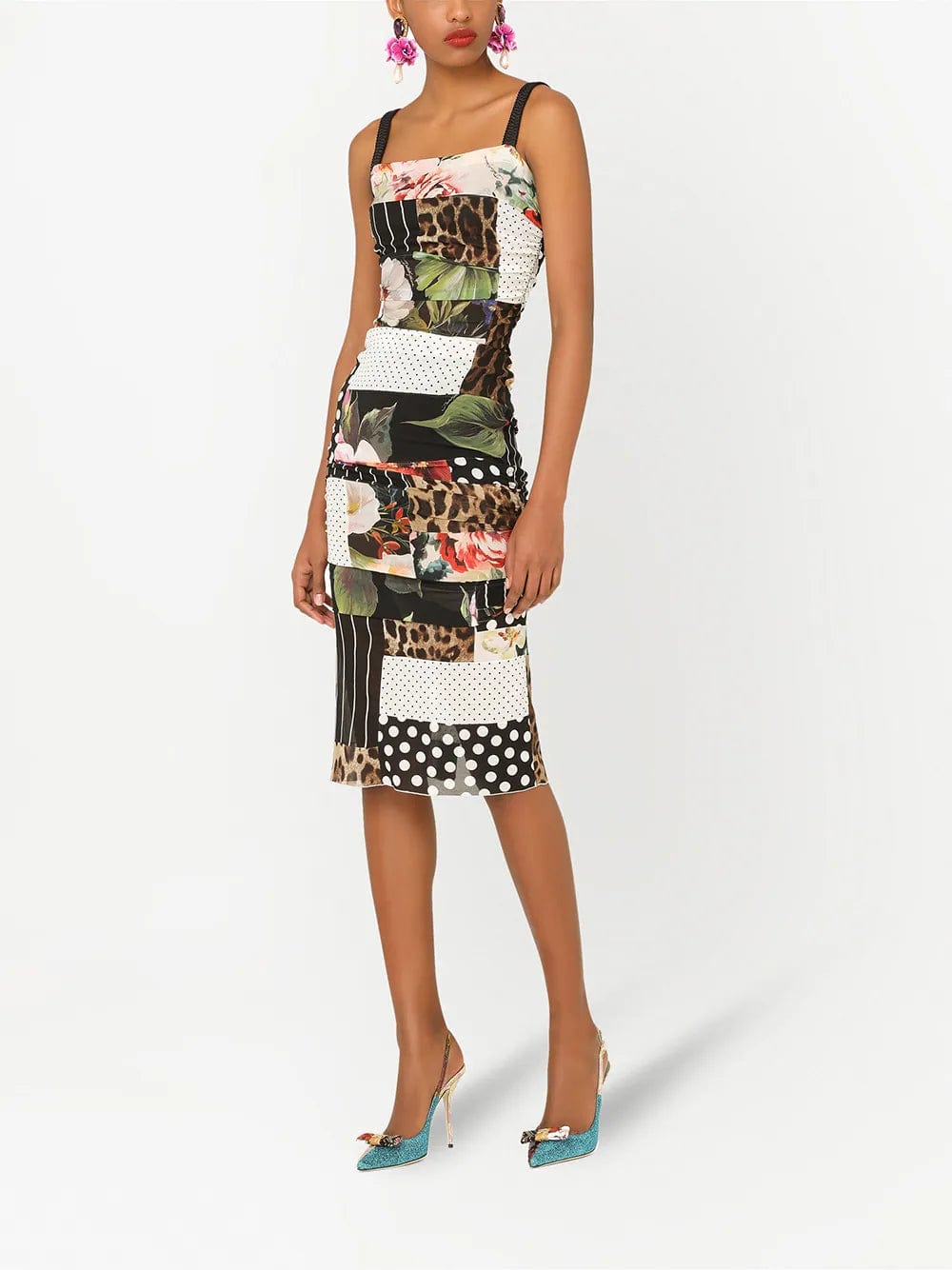 Dolce & Gabbana Mixed Print Midi Dress