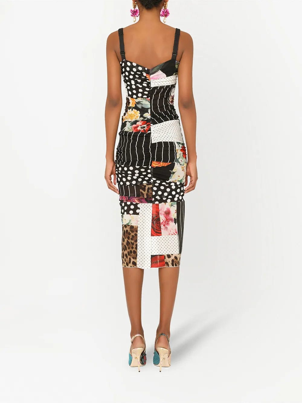 Dolce & Gabbana Mixed Print Midi Dress