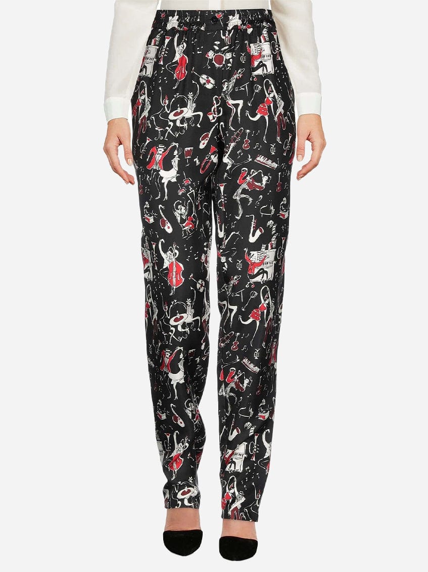 Dolce & Gabbana Musical-Print Silk Pants