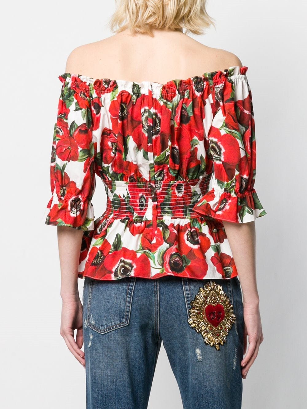 Dolce & Gabbana Off-Shoulder Floral Blouse