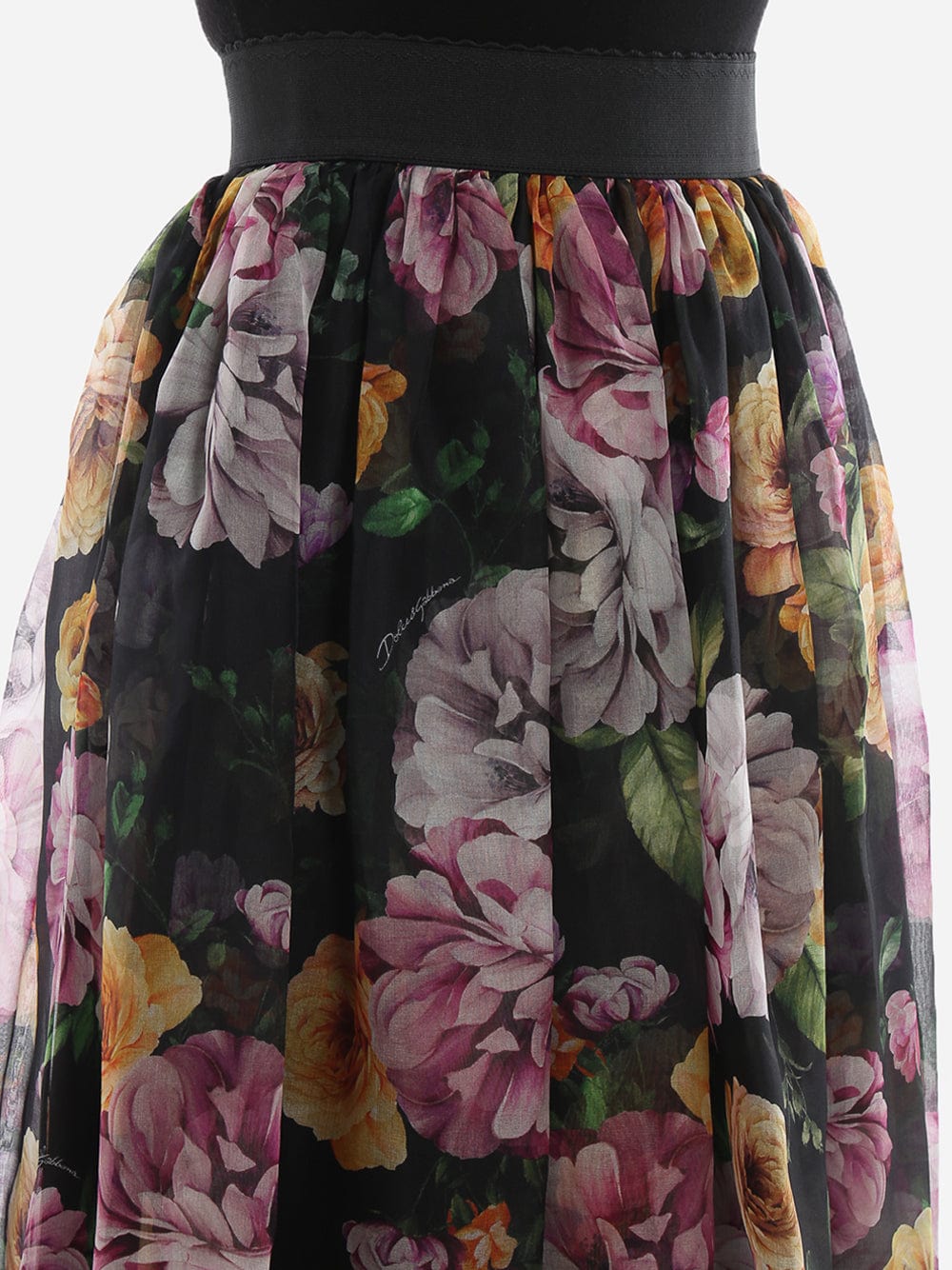 Dolce & Gabbana Organdie Floral Midi Skirt