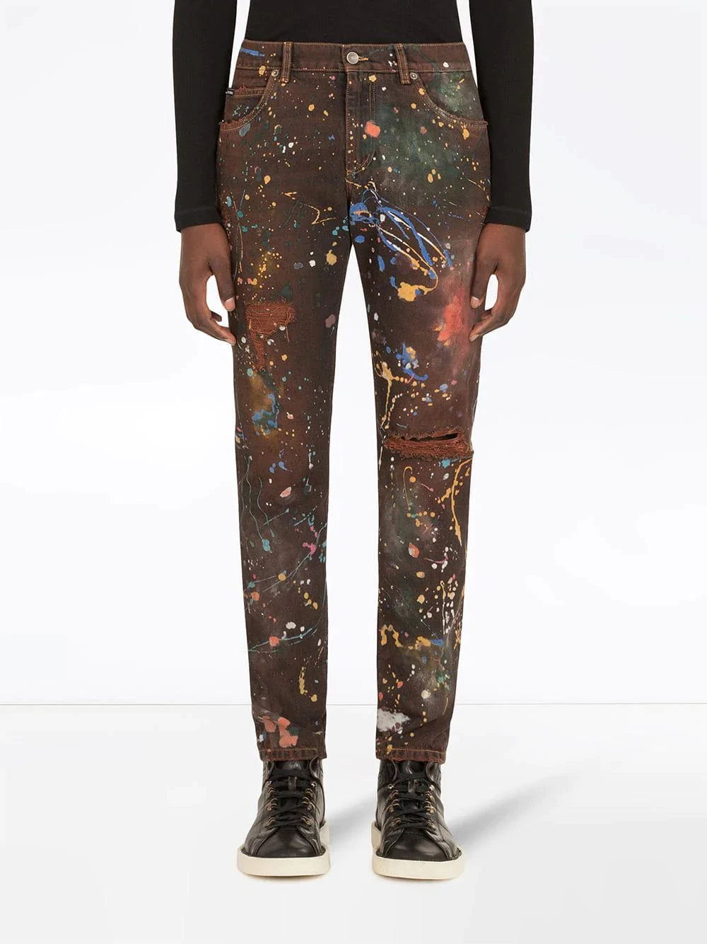 Paint Splatter-Print Jeans