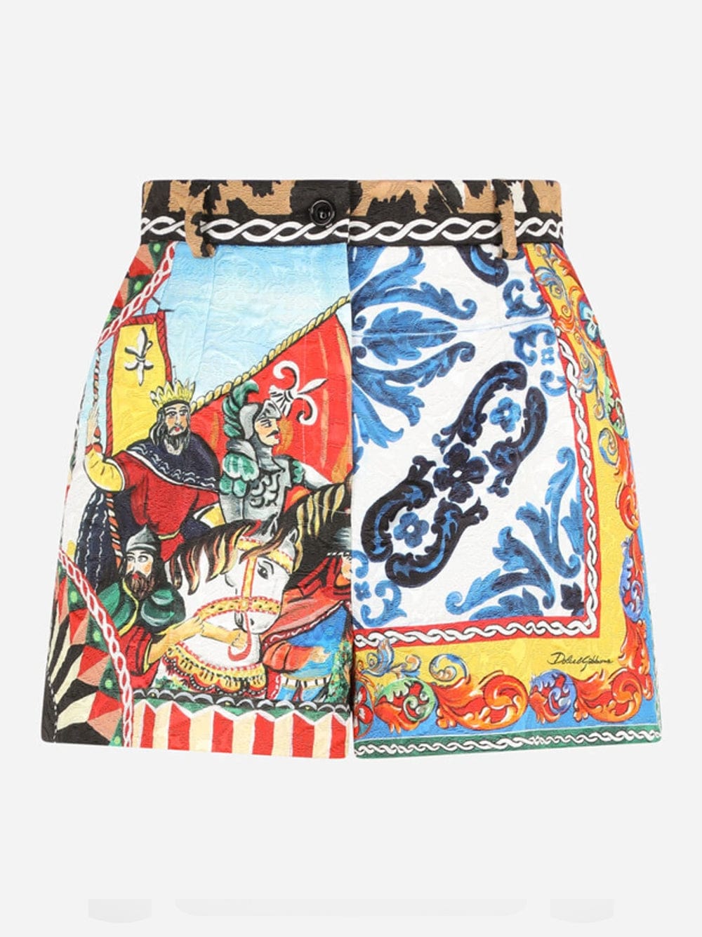 Dolce & Gabbana Patchwork-Print Brocade Shorts