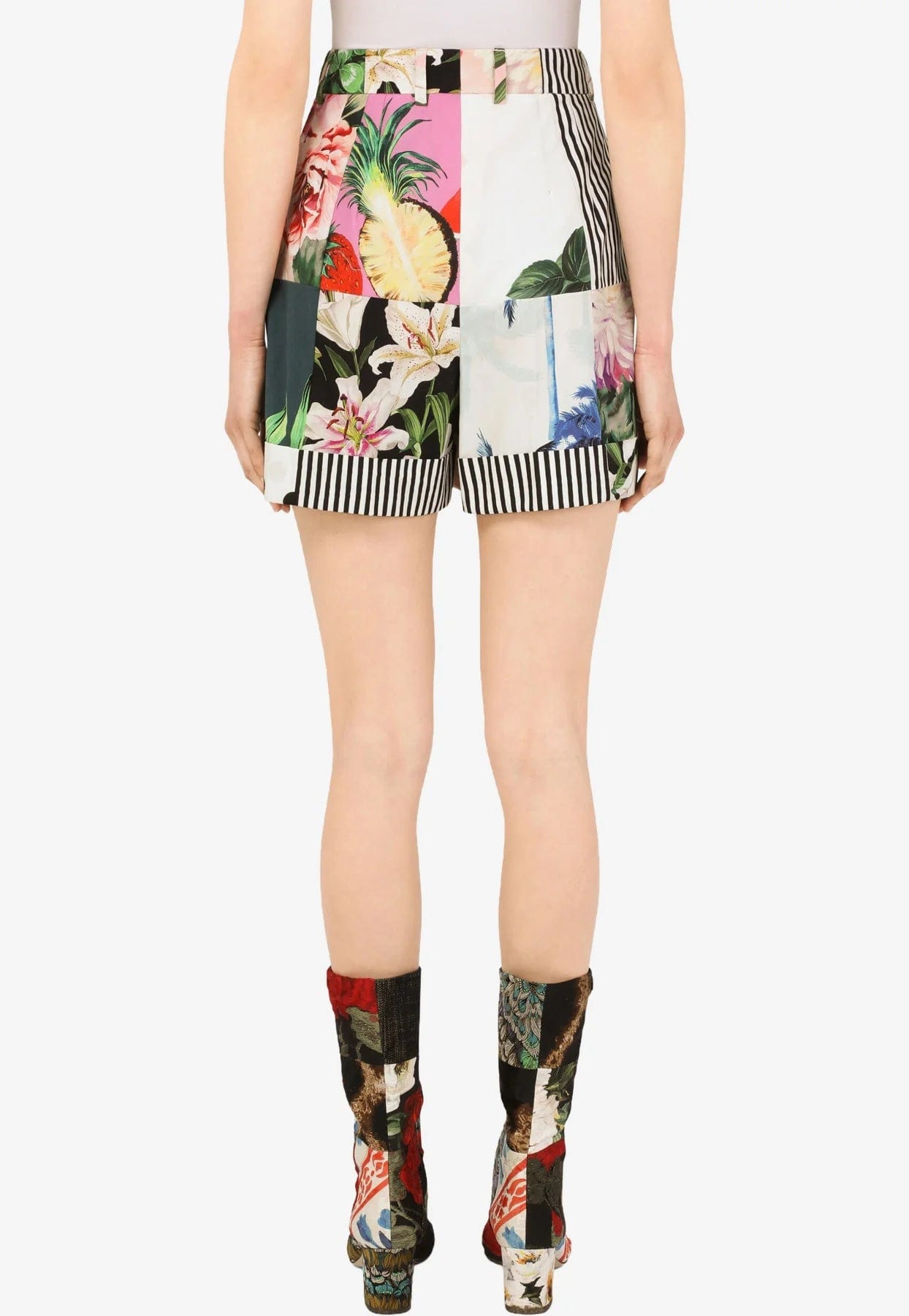 Dolce & Gabbana Patchwork Print High-Waisted Shorts