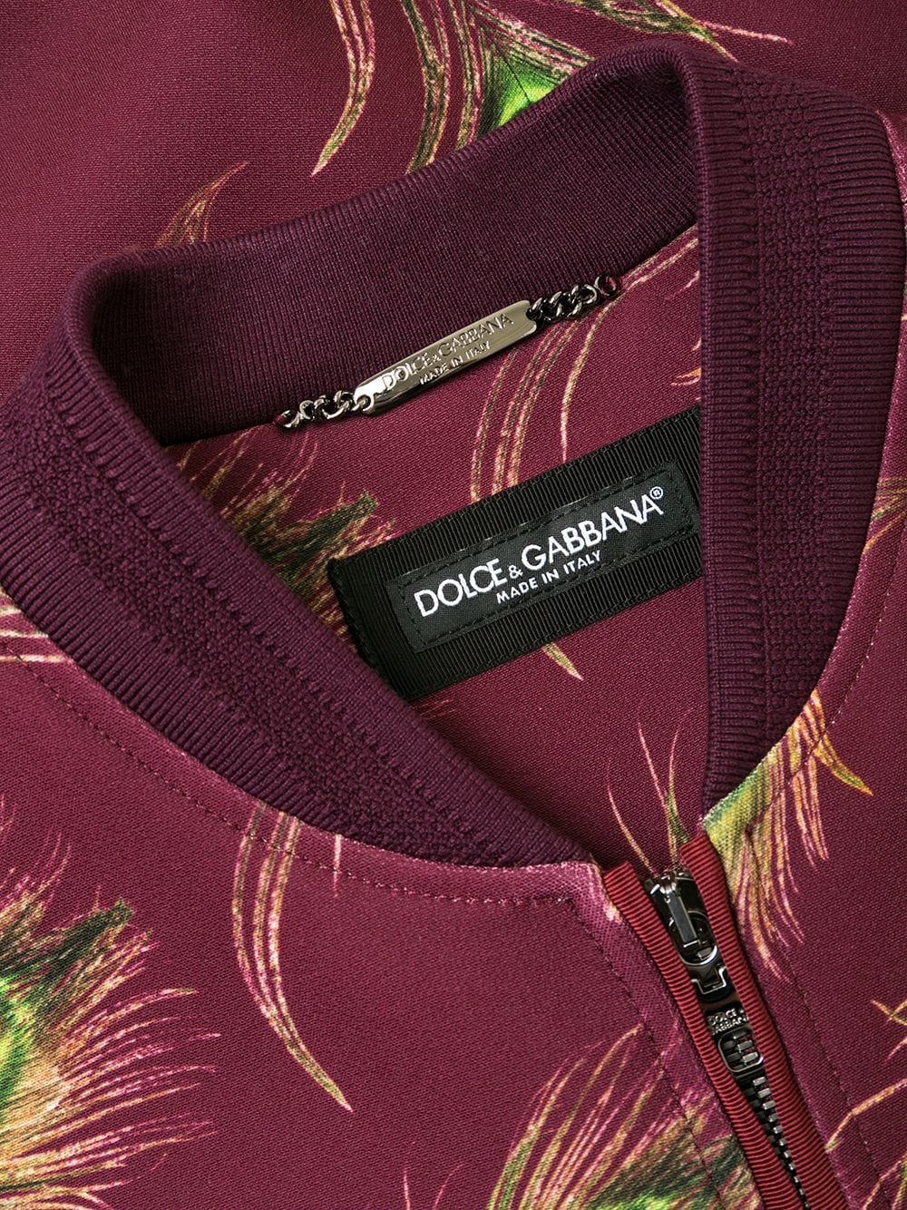 Dolce & Gabbana Peacock Feather Print Bomber Jacket
