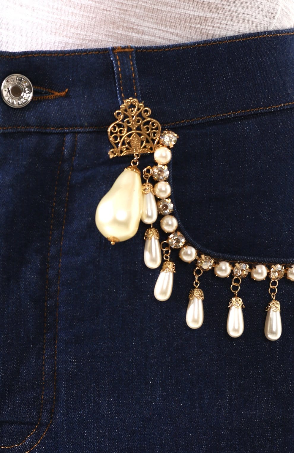 Dolce & Gabbana Pearl-Embellished Jeans