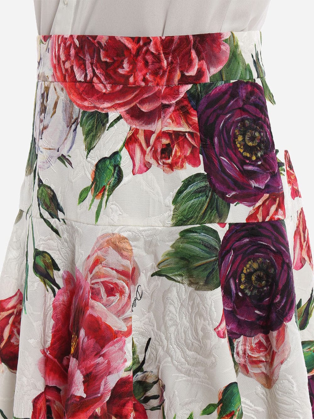 Dolce & Gabbana Peony-Print Brocade Skirt
