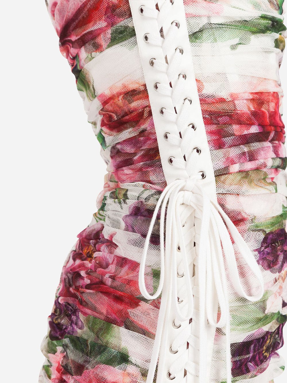 Dolce & Gabbana Peony Print Tulle Midi Dress