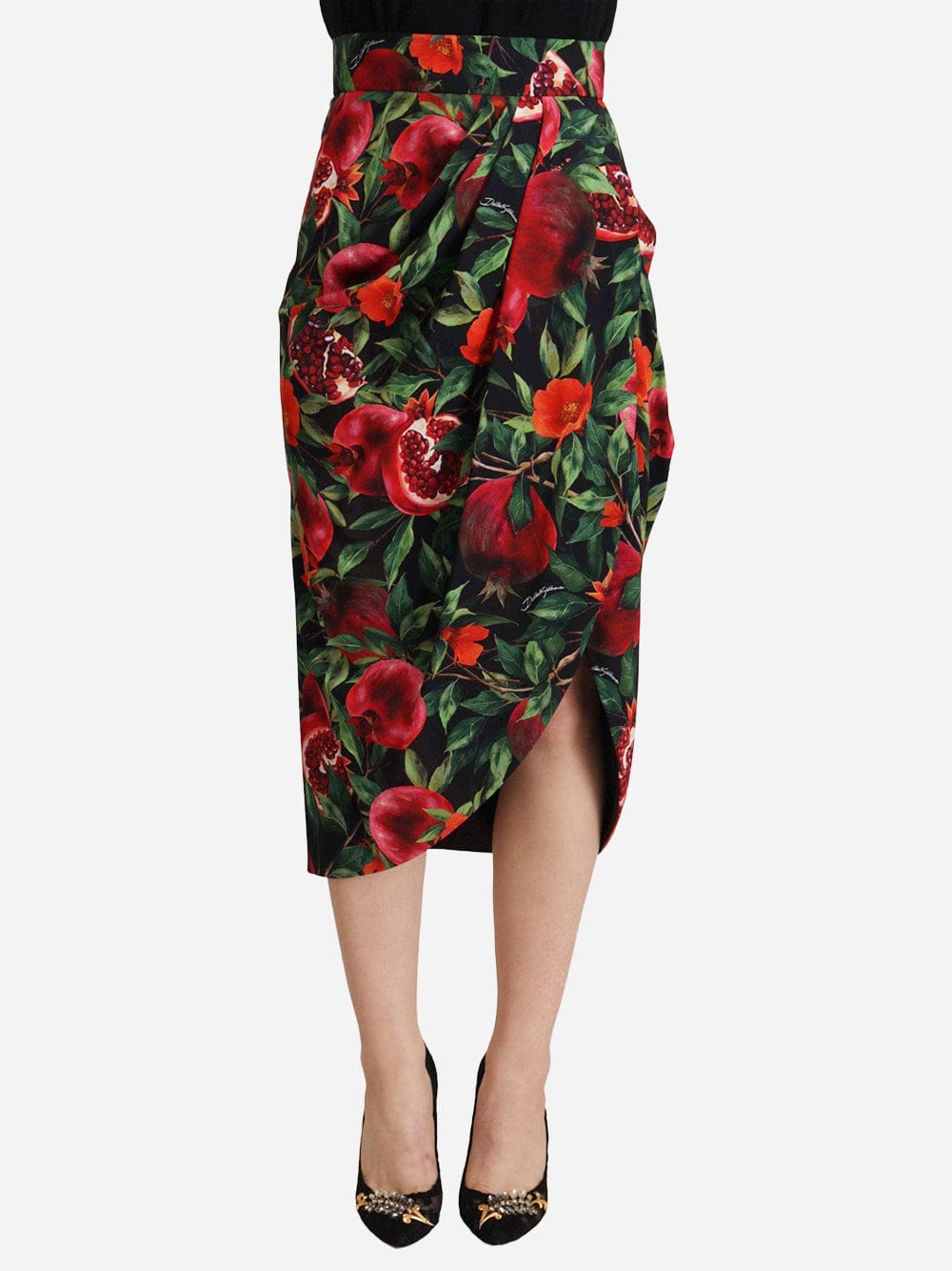 Dolce & Gabbana Pomegranate-Print Wrap Skirt