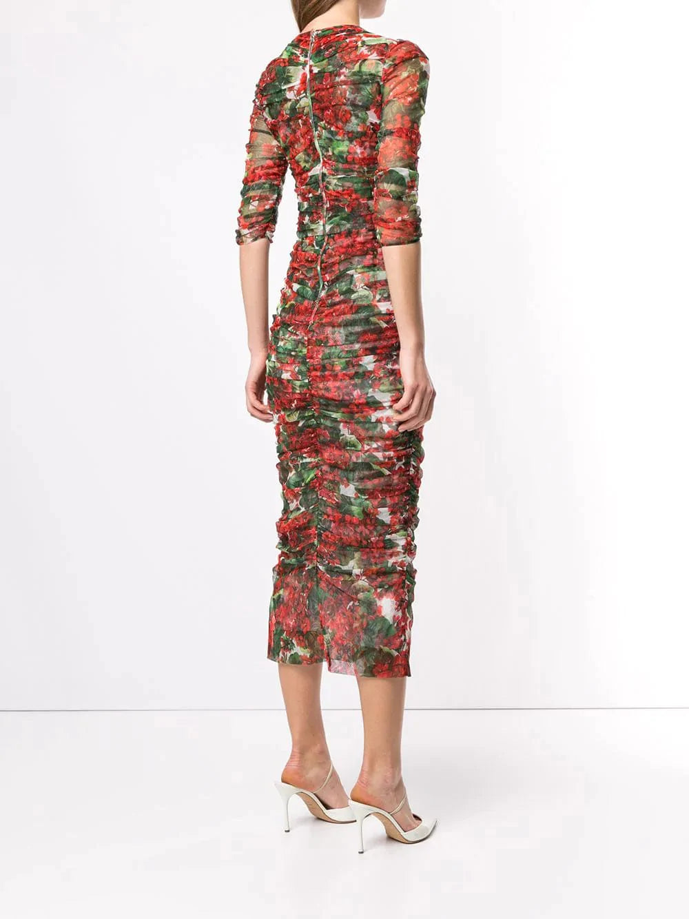 Dolce & Gabbana Portofino Print Tulle Midi Dress