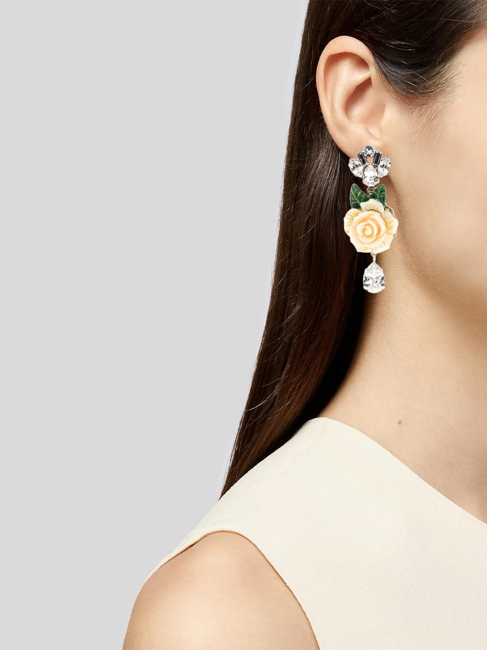 Dolce & Gabbana Resin Rose Embellished Earrings
