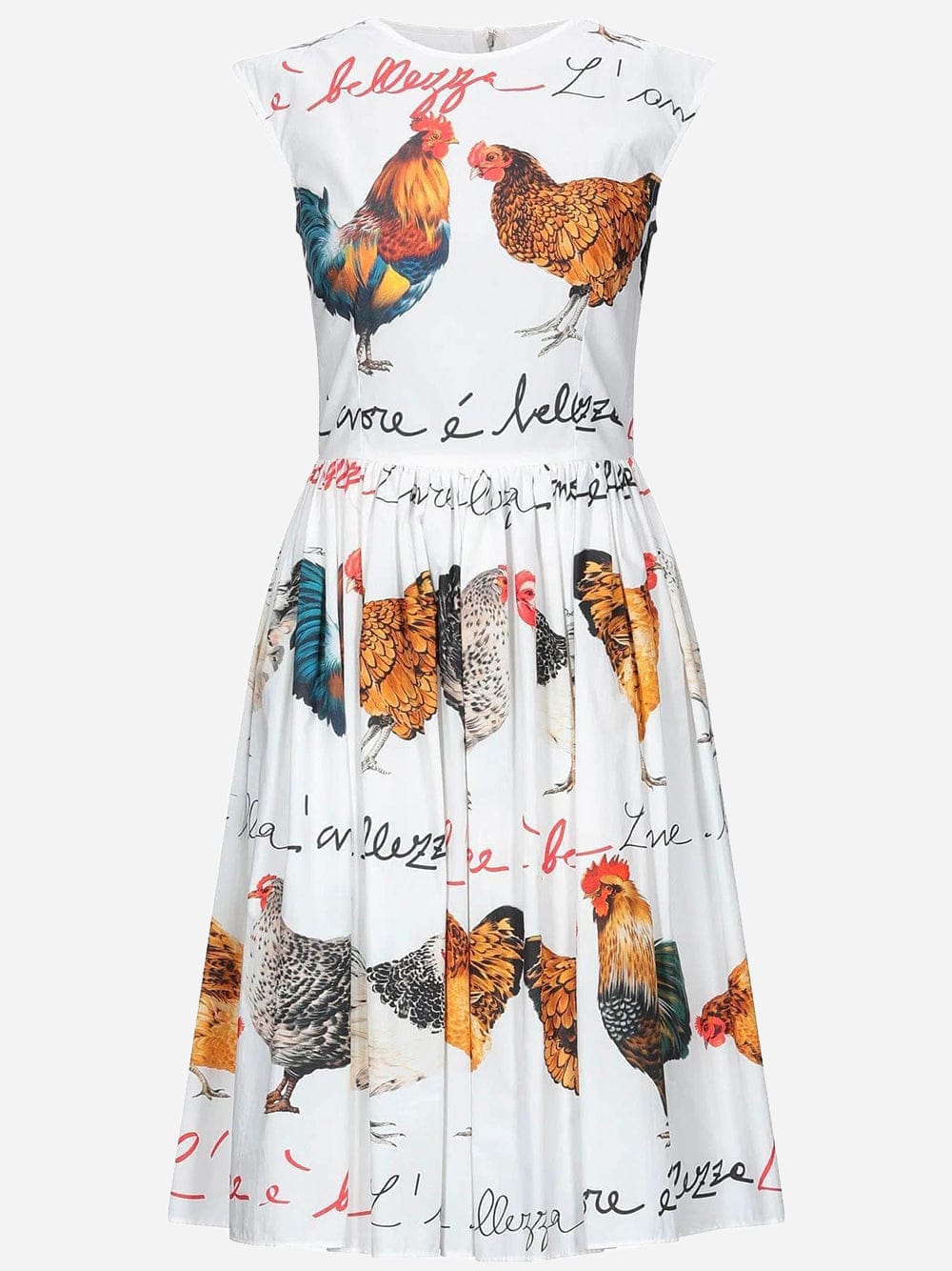 Dolce & Gabbana Rooster Print Flared Dress