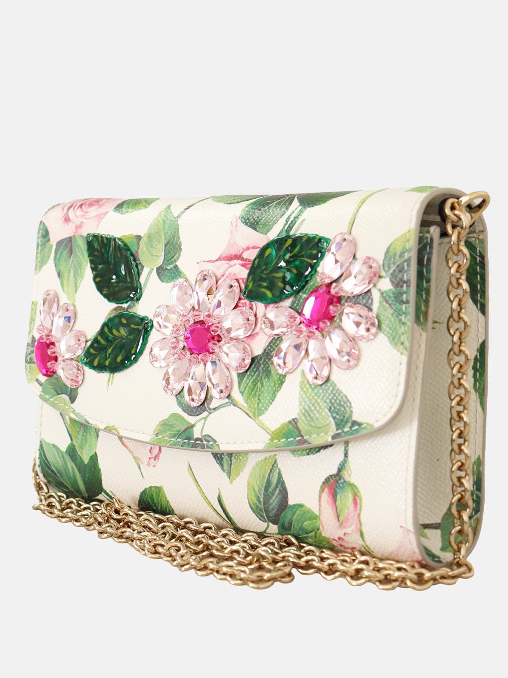 Dolce & Gabbana Rose-Print Embellished Clutch Bag