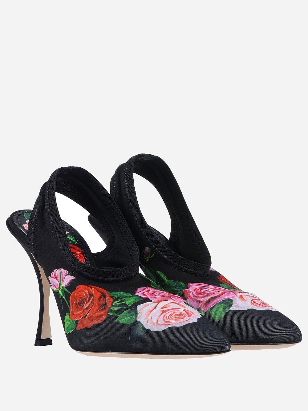 Dolce & Gabbana Rose Print Slingback Pumps