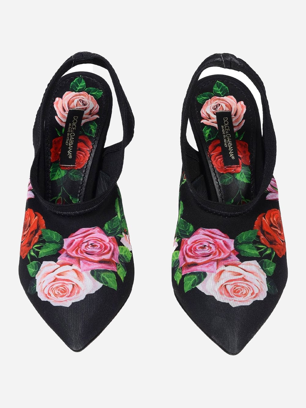 Dolce & Gabbana Rose Print Slingback Pumps
