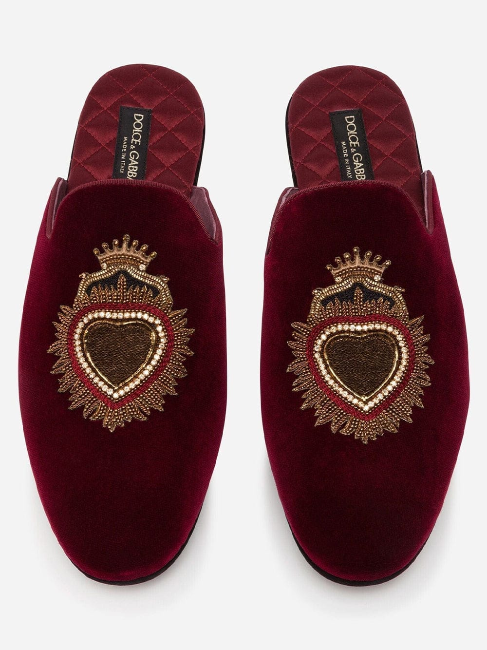 Dolce & Gabbana Sacred-Heart Embroidery Velvet Slippers