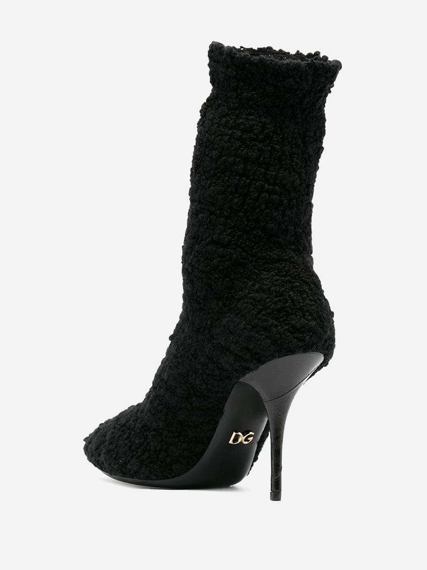 Dolce & Gabbana Shearling Stiletto Heel Boots