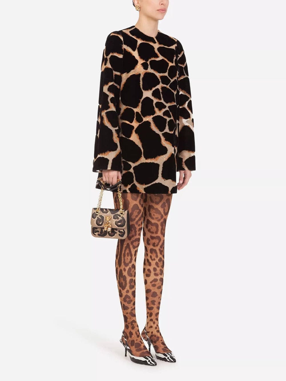Dolce & Gabbana Short Giraffe Print Organza Dress