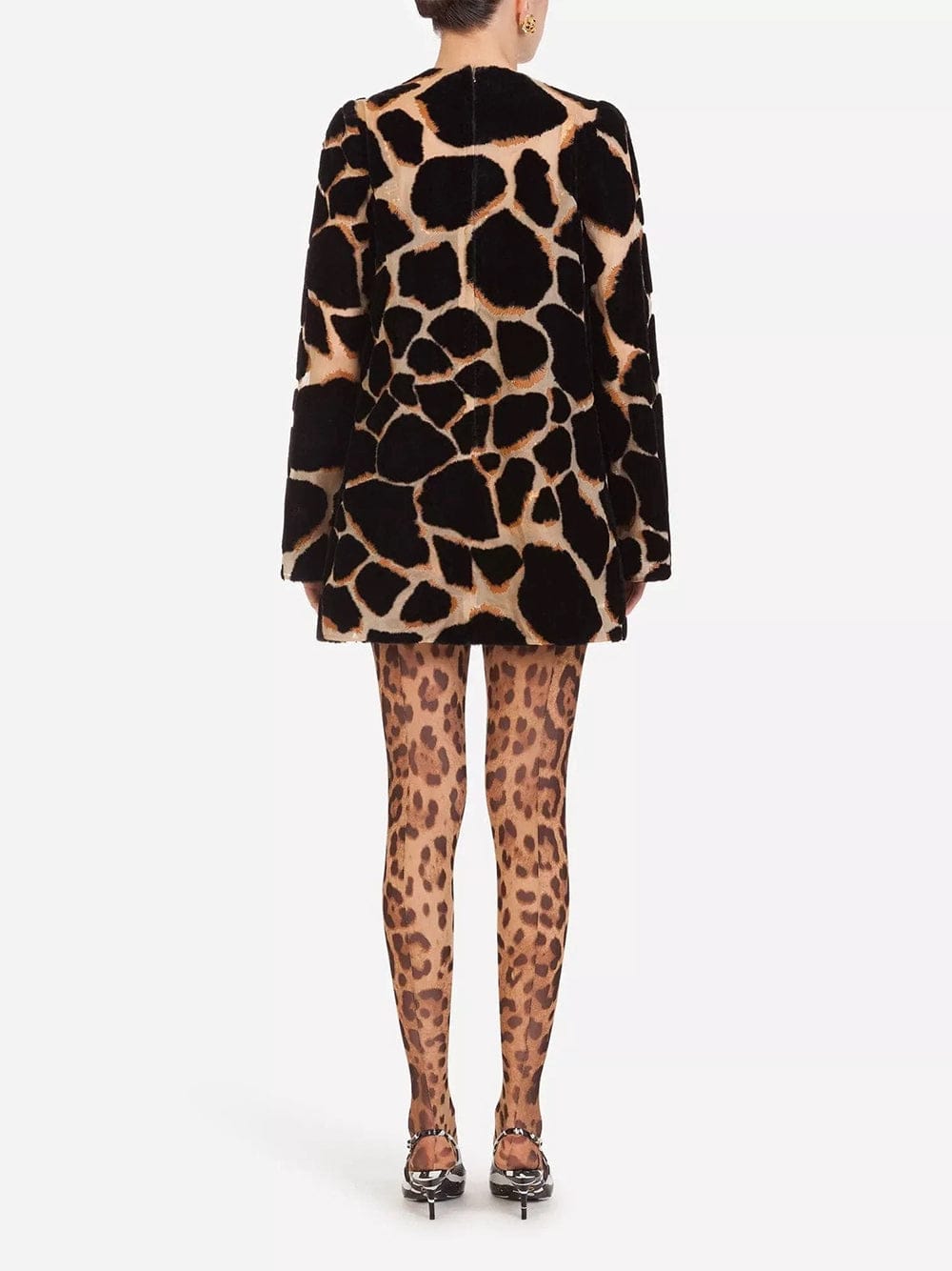 Dolce & Gabbana Short Giraffe Print Organza Dress