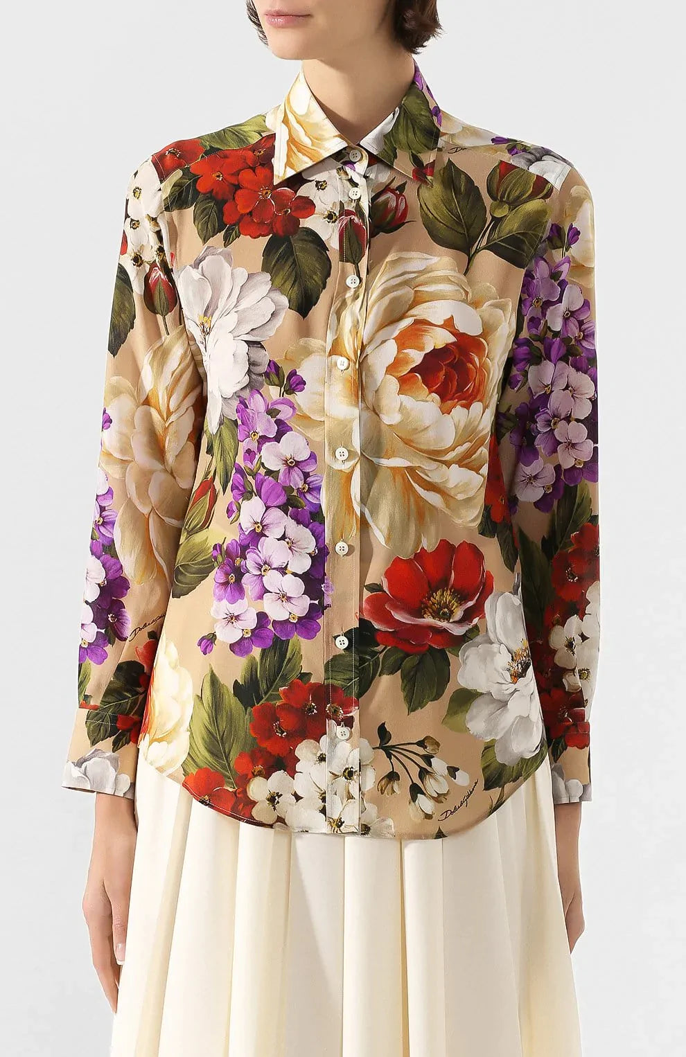 Dolce & Gabbana Silk Loose Fit Floral Shirt