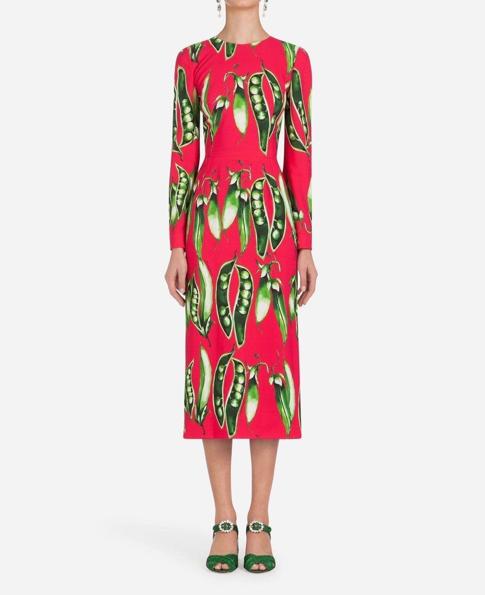 Dolce & Gabbana Snap-Pea Print Midi Dress