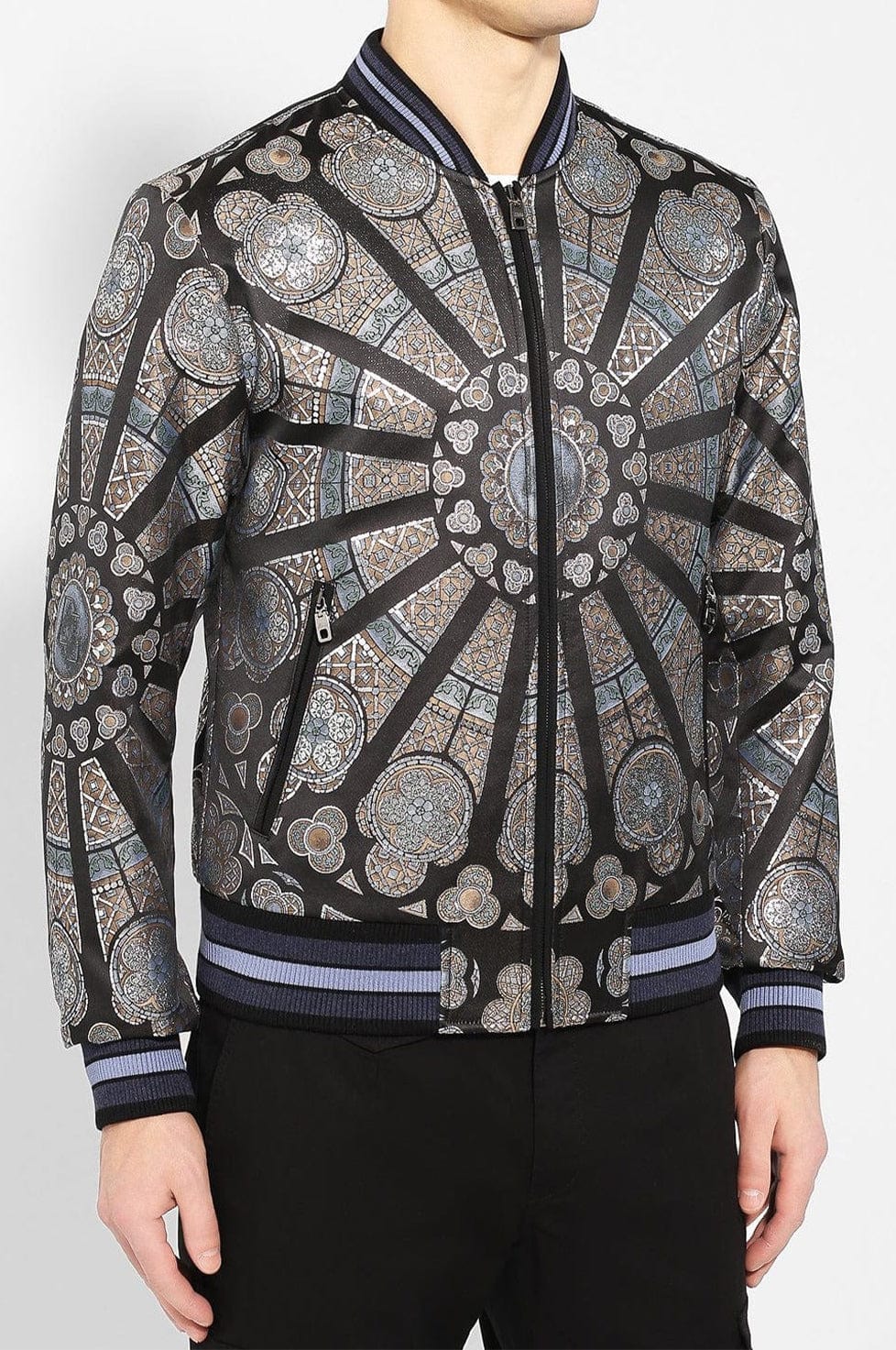 Gucci Logo Print Bomber Jacket in Metallic for Men
